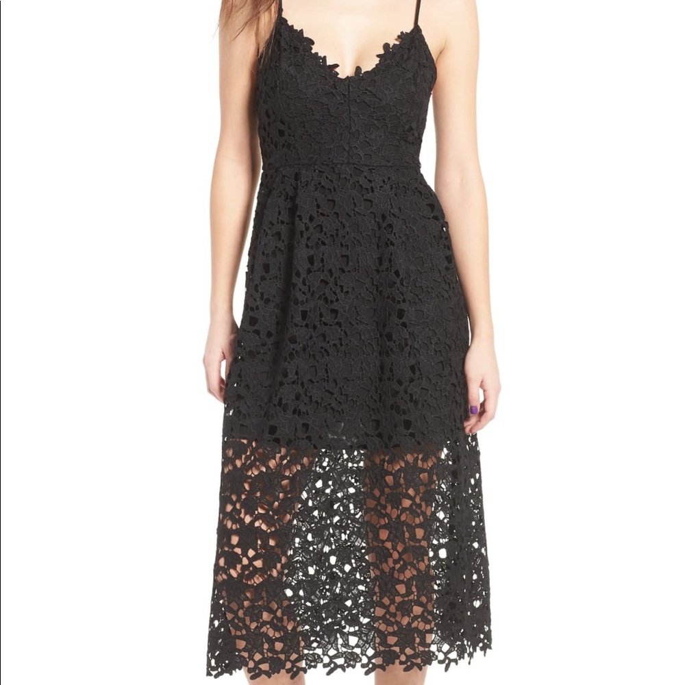 ASTR | Black Lace Midi Dress